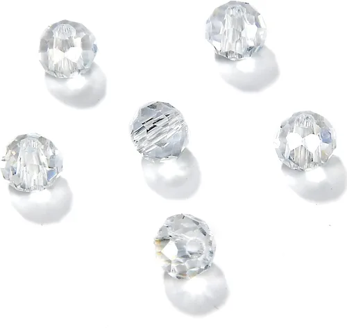 Miniatura 7 de Briolette de 0.157 in, 1350 cuentas de cristal color aguamarina pequeñas con forma de rondelle facetado, cuentas espaciadoras de cristal