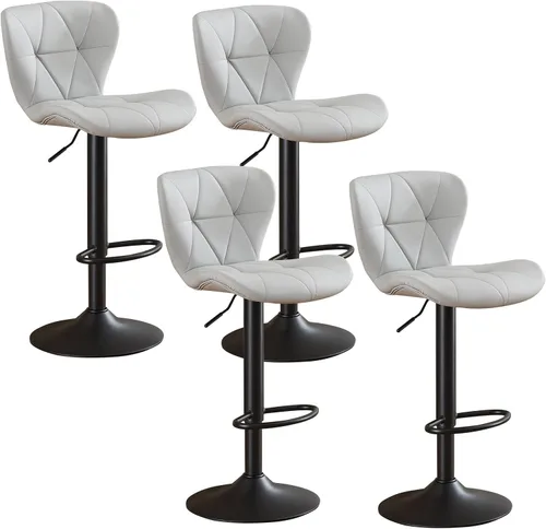Miniatura 12 de Juego de 2 taburetes de bar, taburetes de bar giratorios ajustables con respaldo, taburetes de bar de piel sintética de altura de mostrador de 24 a