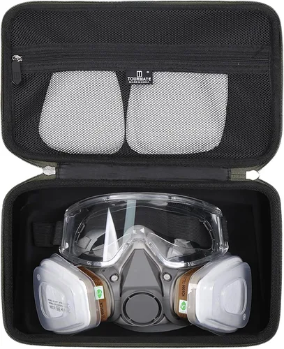 Tourmate Funda rígida de EVA compatible con 3M media pieza facial, funda de viaje para 6200/07025(AAD)/6503QL/3M P100 cartucho respirador/filtro