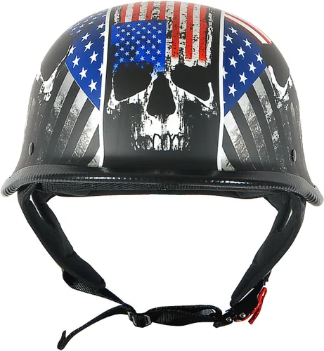 Miniatura 2 de 1Storm Casco de media cara para motocicleta, estilo alemán abierto, aprobado por DOT: HKY602 Flag Skull Bandera de calavera