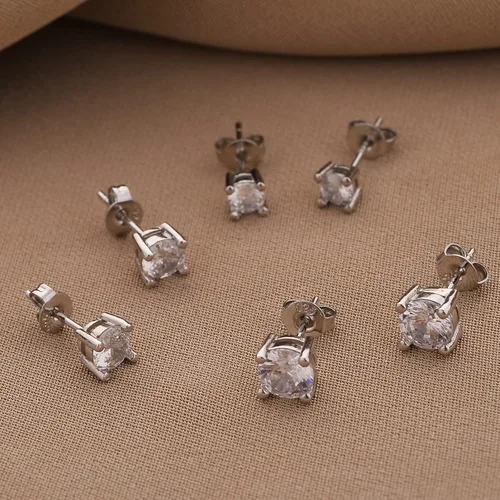 Miniatura 9 de Aretes de plata de ley 925 con circonita cúbica para mujeres y hombres, juego de aretes de perlas cultivadas en agua dulce natural, hipoalergénicos