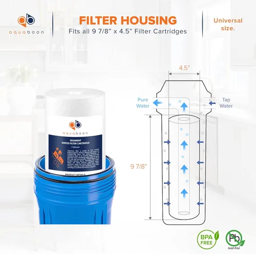 Miniatura 2 de Aquaboon Whole House - Filtro de agua de 1 micrón de 10 x 4.5 pulgadas contra sedimentos de repuesto compatible con DGD-5005, AP810, paquete de 2