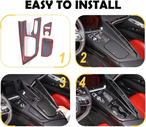 Miniatura 5 de CHEAYAR Cubierta de panel de palanca de cambios compatible con Chevrolet Corvette C8 2020-2023, panel de engranajes de control central, cubierta