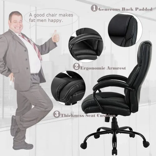 Miniatura 3 de Silla de oficina ejecutiva grande y alta, resistente, 500 libras, silla de escritorio para computadora, ergonómica, respaldo alto, silla giratoria