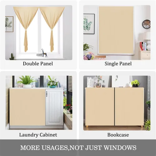 Miniatura 5 de Muamar Cortinas opacas sin taladro, paneles de cortina para ventana fáciles de instalar, juego de 2 paneles de cortinas portátiles para dormitorio