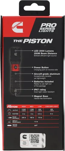 Miniatura 9 de Cummins CMN35360 Pro Series Pistón Extensible Linterna Recargable 2000 Lumen LED Múltiples Modos de Luz Más Banco de Energía