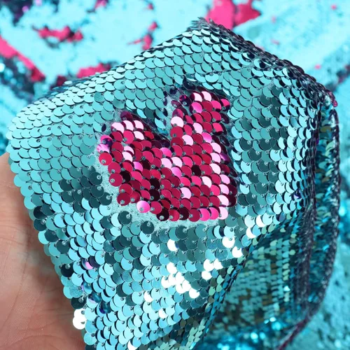 Miniatura 2 de Pardecor Tela reversible de lentejuelas por yarda: material brillante de sirena aguamarina a fucsia para vestidos de novia, decoración de bricolaje