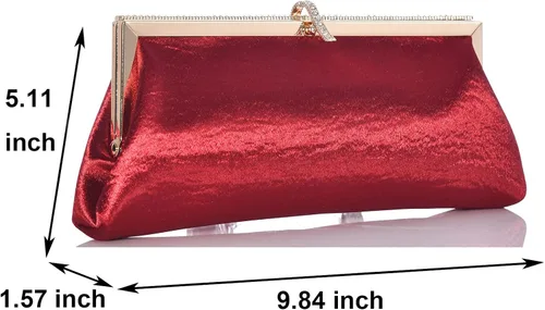 Miniatura 3 de Bolsa de embrague clásica de satén de lujo con elegante bolso cruzado con diamantes de imitación para boda, novia, graduación, graduación