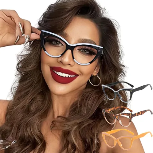 Miniatura 2 de Gafas de montura media Retro con lentes semi sin borde transparentes con bloqueo de luz azul para hombres y mujeres, 3 Pack Mix