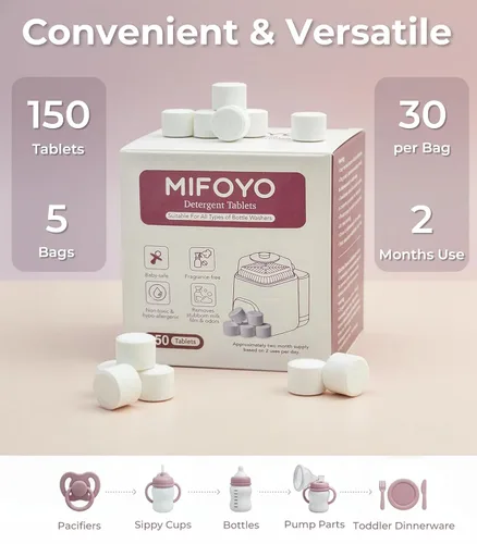 Miniatura 7 de 150 tabletas de detergente para lavar biberones, tabletas de jabón detergente para todas las marcas Momcozy Baby Brezza Papablic Lavadoras