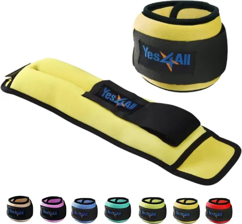 Yes4All Par de pesas para muñeca y tobillo de 1 libra a 10 libras, correa ajustable para caminar, trotar, pilates, gimnasio, entrenamiento de F. Par
