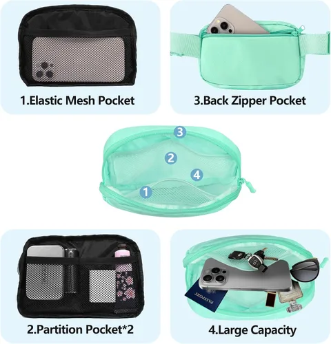 Miniatura 44 de Riñonera cruzada para mujeres y hombres, bolsa para cinturón para senderismo con correa ajustable, riñonera para correr, entrenamiento, deportes