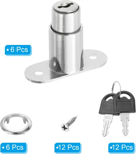 Miniatura 3 de PATIKIL Cerradura de émbolo de empuje, paquete de 6 unidades de 0.866 in (7/8 pulgadas) de longitud del cilindro de 3/4 pulgadas de diámetro