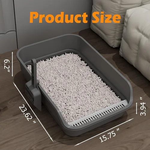 Miniatura 6 de Extea - Caja de arena grande para gatos con lados altos, cajas para gatos de interior, bandeja de arena para gatos para gatitos, caja de arena