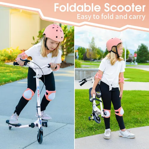Miniatura 5 de Swing Scooter for Kids, 3 Wheels Foldable Wiggle Kick Scooter Push Drifting with 4 Adjustable Handlebar & 2 Rear LED Wheel for Boys and Girls Ages