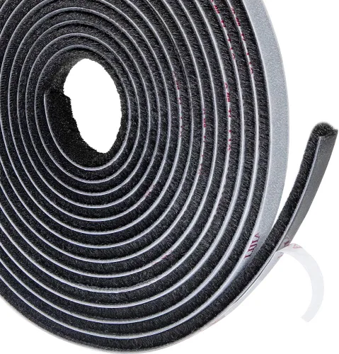 TORRAMI Burlete adhesivo con cepillo para sellado térmico de 11/32 pulgadas x 3/16 pulgadas x 16 pies, a prueba de polvo, sonido y viento para Negro