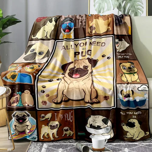 Miniatura 12 de Manta de Carlino de Amor, Manta de Cachorro Lindo Súper Suave, Manta de Peluche de Carlinos, Regalos para Amantes de los Perros, Mujeres y Adultos