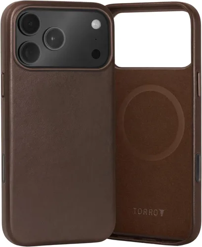 Miniatura 12 de Funda de cuero premium TORRO Compatible con iPhone 17 Pro 6.3” 2025 – Cuero genuino MagSafe Compatible, Funda de parachoques ultra delgada (Negro)