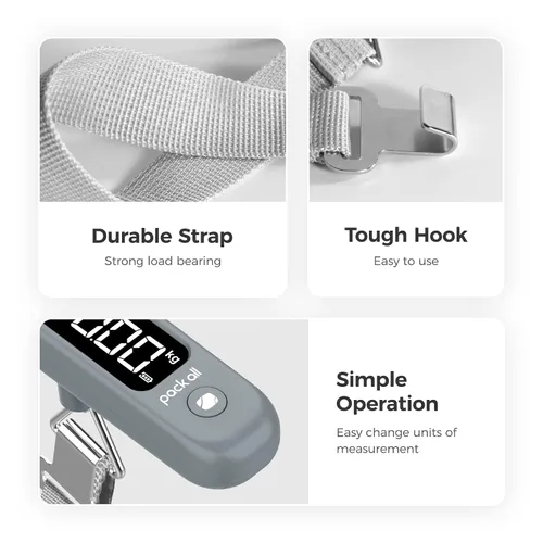 Miniatura 6 de pack all Báscula de equipaje de 110 libras, báscula digital de equipaje de mano, báscula de peso para maleta de viaje con pantalla LCD, batería