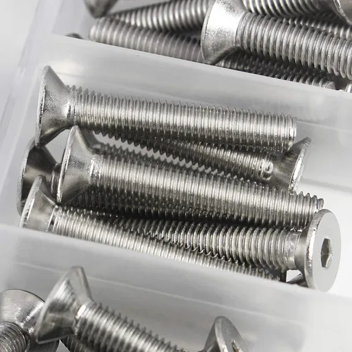 Miniatura 9 de Tornillos hexagonales de cabeza plana M5 x 20/25/30/35/1.575 in, tornillos avellanados, acero inoxidable 304, totalmente roscado, acabado brillante