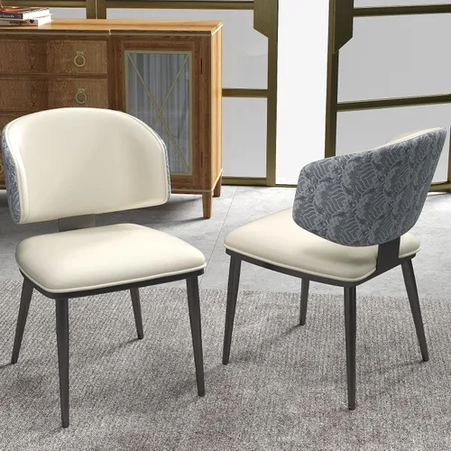 Miniatura 8 de Juego de 2 sillas de comedor, modernas sillas de comedor tapizadas, respaldo alto, piel sintética, silla de cocina, silla de comedor sin brazos