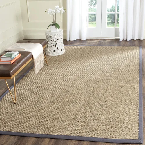 Miniatura 57 de Safavieh Natural Fiber NF114P - Alfombra redonda de hierba marina, tejido de canasta, con borde, de 244 cm, color gris Natural/ gris