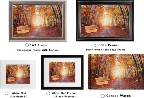 Miniatura 2 de Autumn Path - Lienzo personalizado o impresión fotográfica y obra de arte enmarcada con nombres de pareja, fecha especial en impresiones, gran
