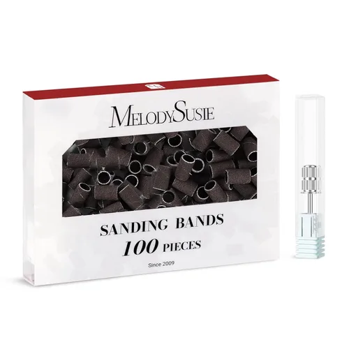 Miniatura 45 de MelodySusie - 100 bandas de lijado para brocas de uñas para lima eléctrica, de grano #80 grueso para limar uñas acrílicas, manicura y pedicura