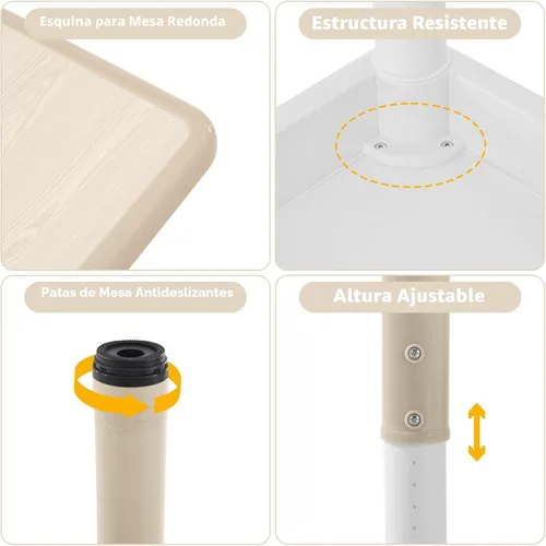 Miniatura 6 de DOREROOM Juego de mesa y 2 sillas para niños, mesa y sillas para niños pequeños de altura ajustable con escritorio de graffiti, 23.6 pulgadas