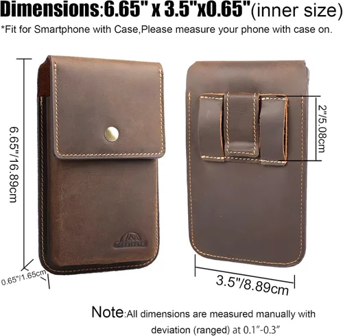 Miniatura 5 de Topstache Funda de cuero grande para cinturón, funda de celular con clip para S23/S22, bolsa de cuero para iPhone 14 Pro/14 marrón oscuro