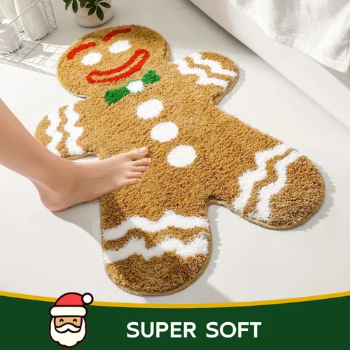 Miniatura 2 de Bonita alfombra de baño de hombre de jengibre de dibujos animados, divertida alfombra de baño, suave, absorbente, antideslizante, lavable a máquina