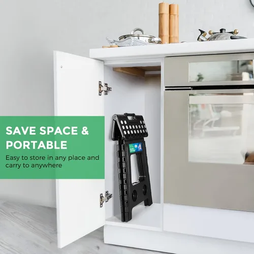 Miniatura 3 de Dyforce Taburete plegable de 16 pulgadas, capacidad de 400 libras, taburete plegable de plástico resistente para adultos, taburete con asa, fácil