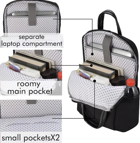 Miniatura 4 de Mochila para laptop para mujer, delgada de viaje, bolsa para computadora portátil de hasta 15.6 pulgadas, ligera, tamaño mediano, bolsa de trabajo