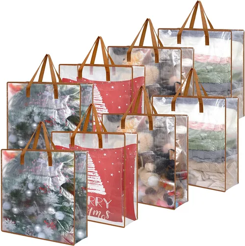 Miniatura 10 de 8 bolsas transparentes de almacenamiento de coronas de 26 pulgadas, contenedor de guirnaldas, guirnalda de puertas, soporte de almacenamiento de Gris