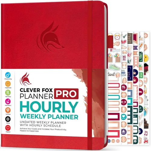 Miniatura 14 de Clever Fox Agenda PRO - Agenda semanal y mensual sin fecha con ranuras de tiempo, libro de citas y organizador diario, A4 (gris)