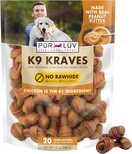 Miniatura 10 de Pur Luv Golosinas para Perros, K9 Kraves Hueso para Perros Sin Cuero Crudo, Sabor a Pollo, Hecho con Pollo Real, 20 Unidades, Saludable, Fácilmente