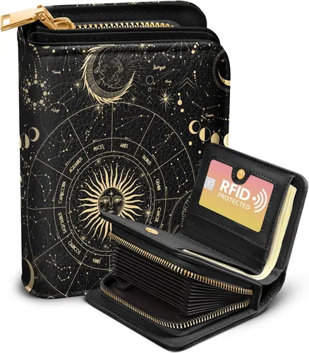 Miniatura 20 de Bistup Cartera para tarjetas de crédito para mujer, de cuero, para mujeres, adolescentes, niñas, tarjeteros, monedero de acordeón, pequeño, mediano