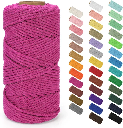 Miniatura 148 de Cordón de macramé de 0.079 in x 380 yardas (1140 pies), cuerda de algodón natural para colgar en la pared, ganchos de plantas, manualidades, Beige