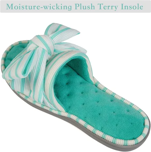 Miniatura 7 de ULTRAIDEAS - Pantuflas de espuma viscoelástica para mujer, con puntera abierta y correa ajustable, pantuflas de meter sin agujetas para mujer, forro