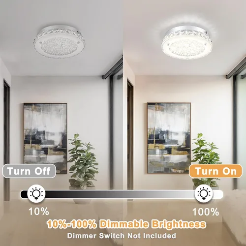 Miniatura 9 de Lámpara de techo de cristal de montaje al ras, lámpara de techo LED moderna de 8.3 pulgadas, lámparas de araña de cristal regulables