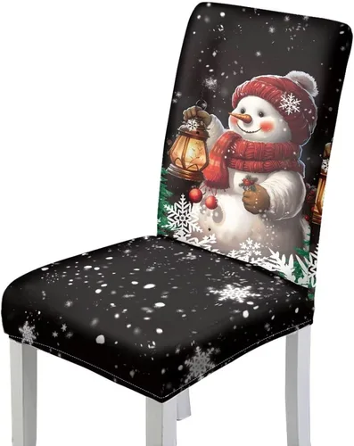 Miniatura 13 de HUGS IDEA Merry Christmas Dining Room Chair Covers Cute Sheep Kitchen Chair Covers Stretch Dining Chairs Cover Set of 6 Parsons Chairs Slipcovers