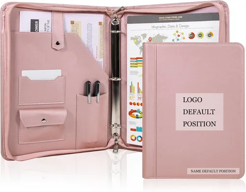 Carpeta personalizada de 3 anillos de piel sintética con nombre grabado, portafolio personalizado con portapapeles A4, folio de trabajo para Rosa