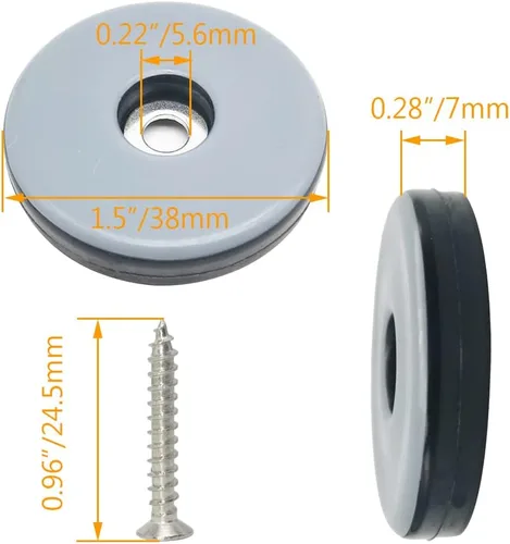 Miniatura 2 de Deslizadores para muebles de 1.5 pulgadas, resistentes deslizadores para muebles, deslizadores de patas redondas reutilizables con tornillos