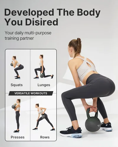 Miniatura 6 de YOTTOY Pesa rusa suave, juego para entrenamiento de fuerza y entrenamientos en casa, base acolchada de lados suaves, mango ancho, ideal