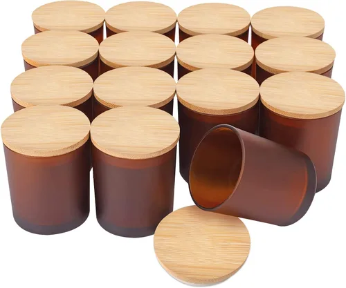 Miniatura 11 de SUPMIND Paquete de 15 Frascos de Velas de Vidrio, Recipientes para Velas Transparentes de 7oz con Tapas de Bambú y Etiquetas, Frascos de Velas