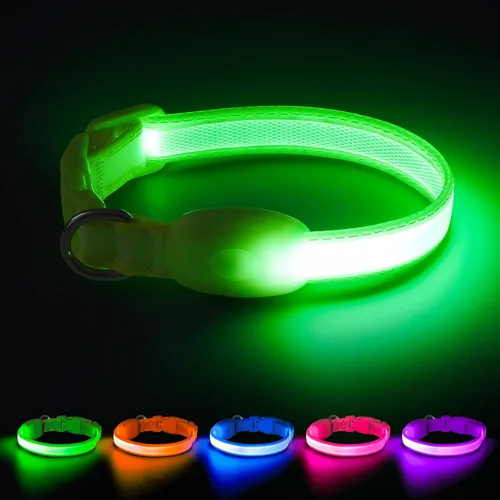 Miniatura 15 de Collar LED para Perros Vizpet, Collar para Perros Luminoso Ajustable Recargable por USB Super Brillante Luz de Seguridad Collares Brillantes
