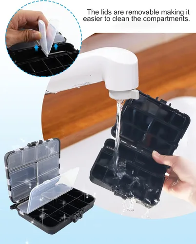 Miniatura 6 de Hlotmeky Organizador de Caja de Aparejos Pequeña Paquete de 4 Mini Cajas de Aparejos de Plástico Organizador de Pesca Contenedores de Almacenamiento