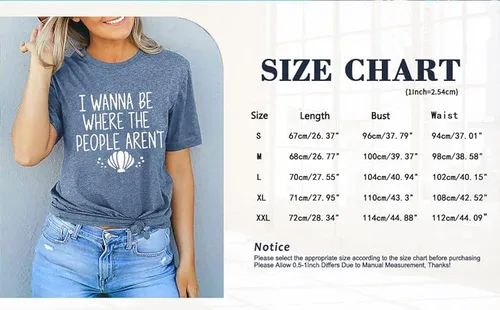 Miniatura 6 de Camiseta con texto en inglés "I Wanna Be Where The People Don't para mujer, casual, manga corta, divertida y bonita camiseta gráfica