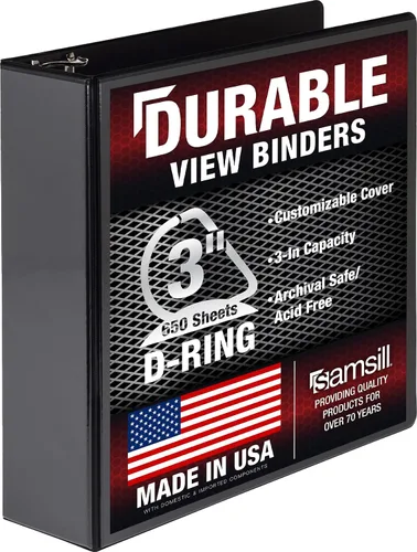 Miniatura 35 de Samsill Carpeta duradera de 1.5 pulgadas, fabricada en los Estados Unidos, carpeta de anillos en D, carpeta transparente personalizable, color rojo