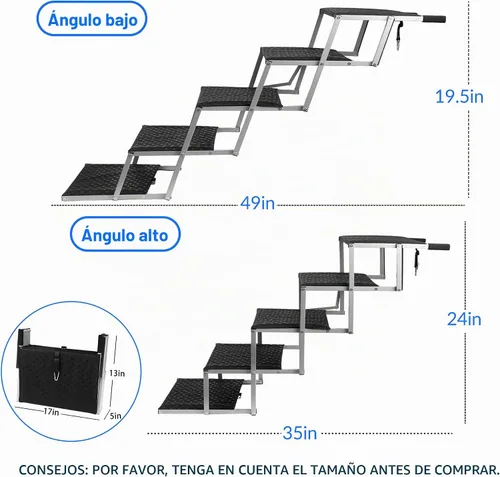 Miniatura 2 de Escaleras para perros para autos, escalones plegables para perros grandes, escaleras portátiles para mascotas para autos, camiones, SUV, rampa